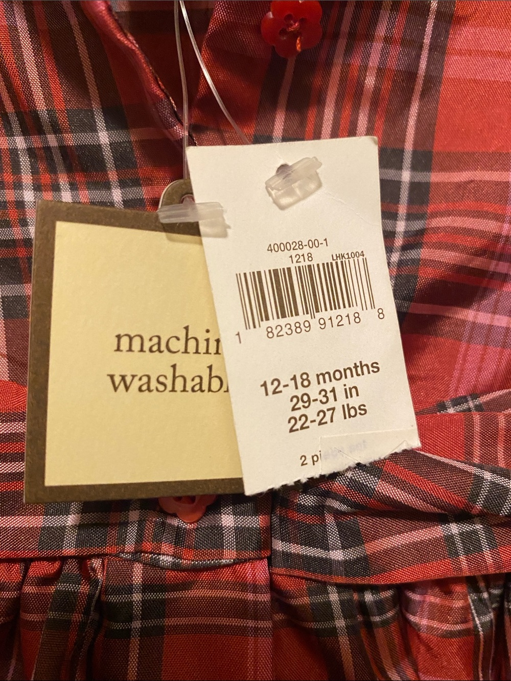 Baby Gap Reddish Pink Plaid Short-Sleeve Party Dress - Picture 2 of 14